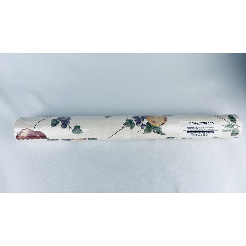Vintage Wallpaper 1980s Wallcrown Limited Fruit 56.4 Sq Ft‎ Discontinued NOS